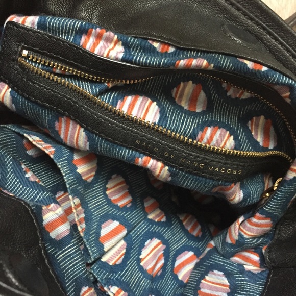 EUC Like New Marc by Marc Jacobs Black Soft Leather Hobo Purse Handbag Bag Brass - Picture 6 of 8